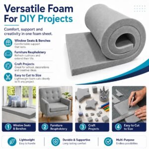 FOAM CRAFTER High Density Upholstery Grey Foam Sheet - Image 2