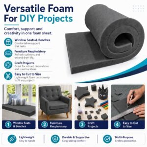 FOAM CRAFTER High Density Upholstery Black Foam Sheet - Image 2