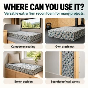 Extra Firm Hard Recon Foam Sheet, Heavy Duty Upholstery Foam Cut to Size for Sofa Seats, Bench Cushions, Chairs, Campervans, Bar Stools, Padding, Craft & DIY Furniture, UK Made - Image 3