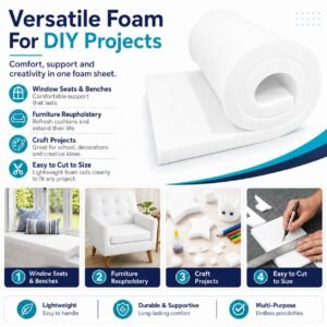 FOAM CRAFTER High Density Upholstery White Foam Sheet - Image 2
