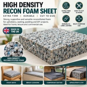 Extra Firm Hard Recon Foam Sheet, Heavy Duty Upholstery Foam Cut to Size for Sofa Seats, Bench Cushions, Chairs, Campervans, Bar Stools, Padding, Craft & DIY Furniture, UK Made - Image 4
